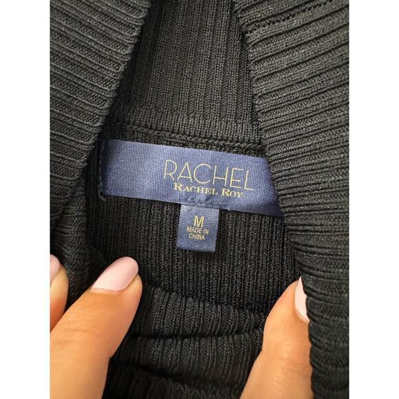 Rachel Roy Black Medium NWOT Ribbed Turtleneck Sweater with Cutout - Picture 3 of 5